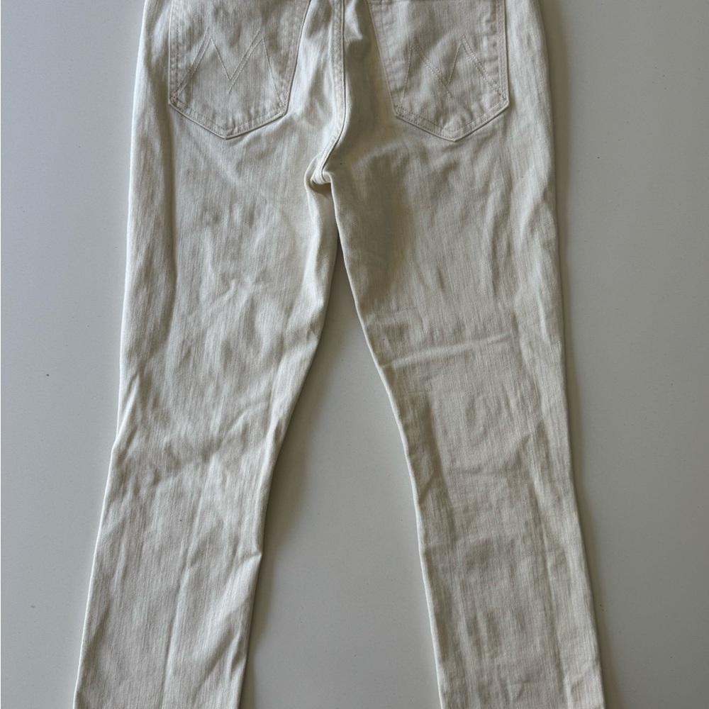 MOTHER Dazzler Ankle Fray in Cream